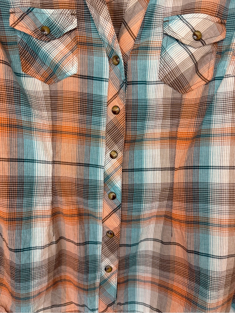 Natural Reflections Woman’s plaid snap front western shirt large cotton rodeo - Picture 3 of 8